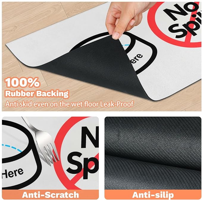 No Spills Dog Food Mat, 16x24 Inch Waterproof & Easy Clean Pet Feeding Mat for Floor Protection, Non-Slip Bowl Placemat for Messy Dogs