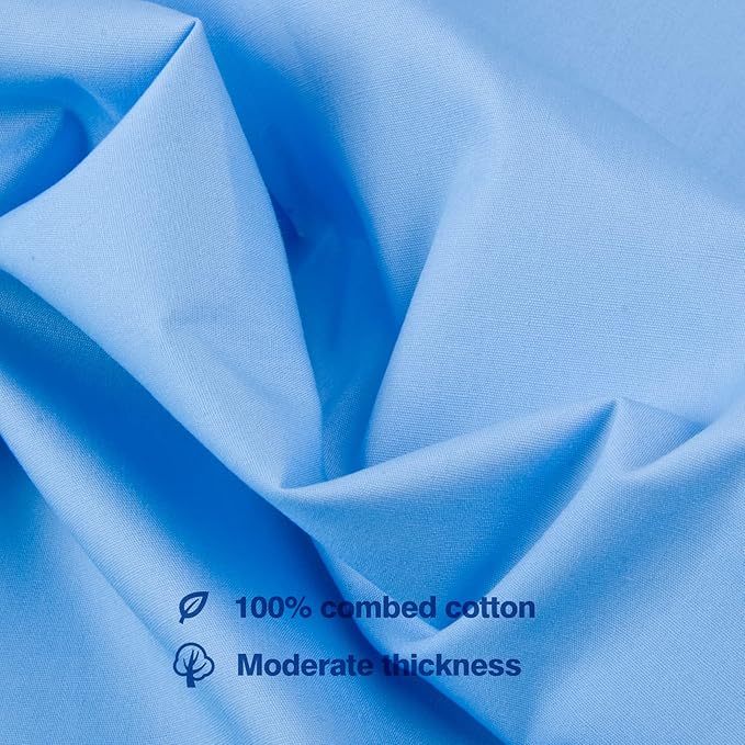2 Yard Ocean Mist Cotton Fabric, Natural Cotton Poplin Fabric by The Yard, 59 Inches Wide 100% Cotton Fabric, Soft Embroidery Muslin Quilting Material for Sewing Material Apparel Cloth