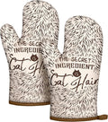 Slohif Funny Oven Mitt Heat Resistant for Women - 2 Pack Brown Cute Novelty Cool Kitchen Oven Mittens with 100% Cotton for Baking and Cooking Accessories
