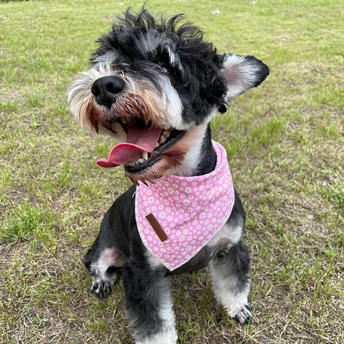 UP URARA PUP Summer Dog Bandana, Hawaii Bandana for Small Medium Dog, Cute Pink Puppy Bandana, Cotton Adorable Pet Triangle Bid Scarf Kerchief for Girl Boy Dogs or Cats