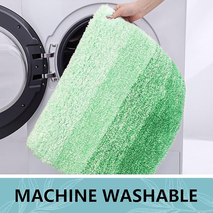 Arotive Microfiber Bathroom Rugs, Shaggy Soft and Absorbent Bath Rug, Non-Slip, Thick Plush Machine Washable Dry Bath Mats for Bathroom, Tub and Shower, 24x16, Green, Rectangular