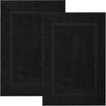 RIVERSIDE Bath Mat Set of 2 - Black Bath Mats 21x34 Inches, Not a Bathroom Rug, 100% Ring Spun Cotton, Super Soft & Highly Absorbent Bathroom Floor Mats