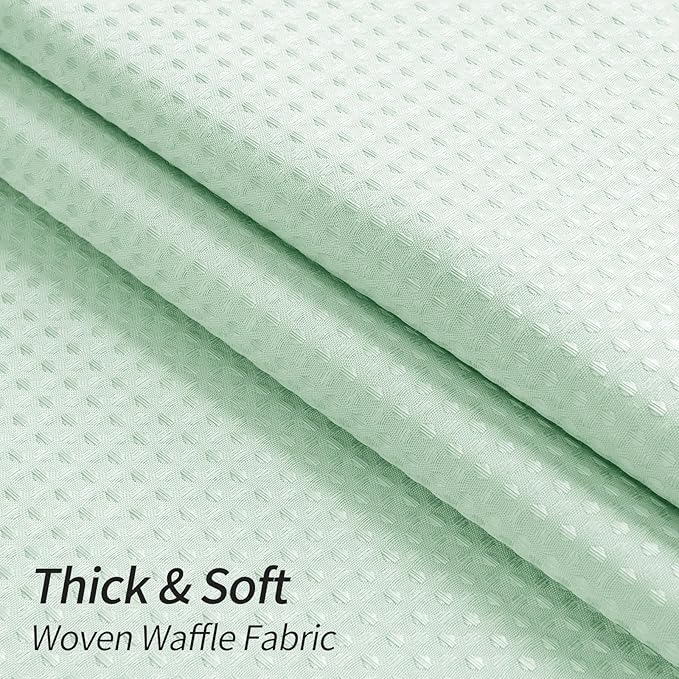 MitoVilla Green Waffle Fabric Shower Curtain, Heavy Waffle Weave Textured Shower Curtains for Modern Luxury Bathroom Decor, Weighted Hotel Spa Shower Curtain, 72 x 72, Mint Green