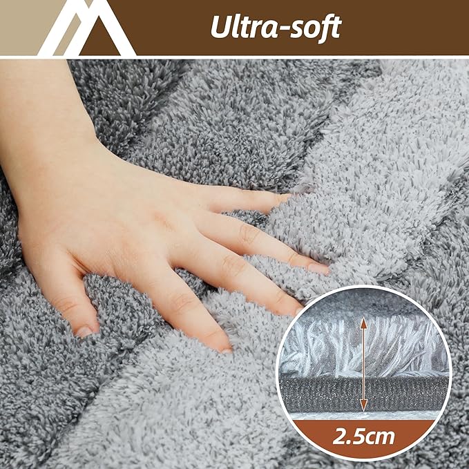COSY HOMEER Bathroom Rugs 30"x20", Ultra Soft Absorbent Bath Mat with Non-Slip TPR Backing, Machine Washable Shaggy Rug for Bathroom Floor, Grey