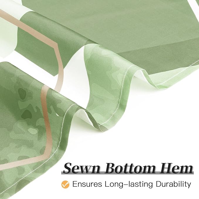 Litabel Modern Small Stall Shower Curtain for Bathroom, Sage Green Geometric Art Decor Waterproof Bath Curtain, Abstract Fabric Shower Curtain Sets for Home Decor, 36x72 Inch