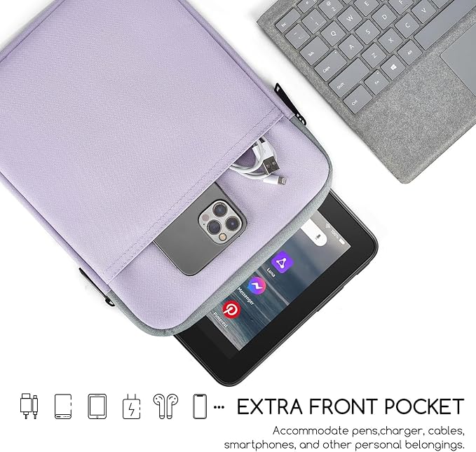 6-7 Inch Tablet Sleeve for Amazon Fire 7/Kindle 11th/Kindle Paperwhite Signature Edition & Kids 11th Gen 2021 6.8"/Kindle Oasis Touch,Kobo Clara 2E/Libra 2 eReader Protective Bag Case(Purple)