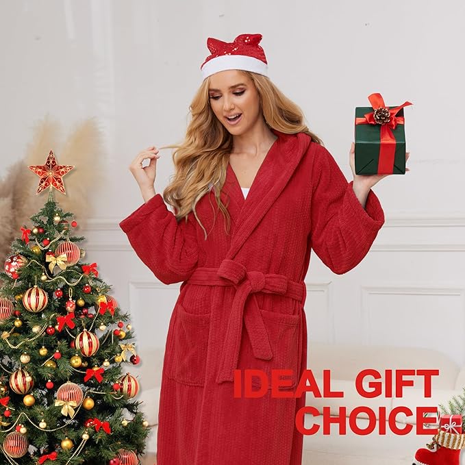 PJGGZ Hooded Bathrobes for Women, Soft Long Towel Robes for Women - Quick Dry yet Warm