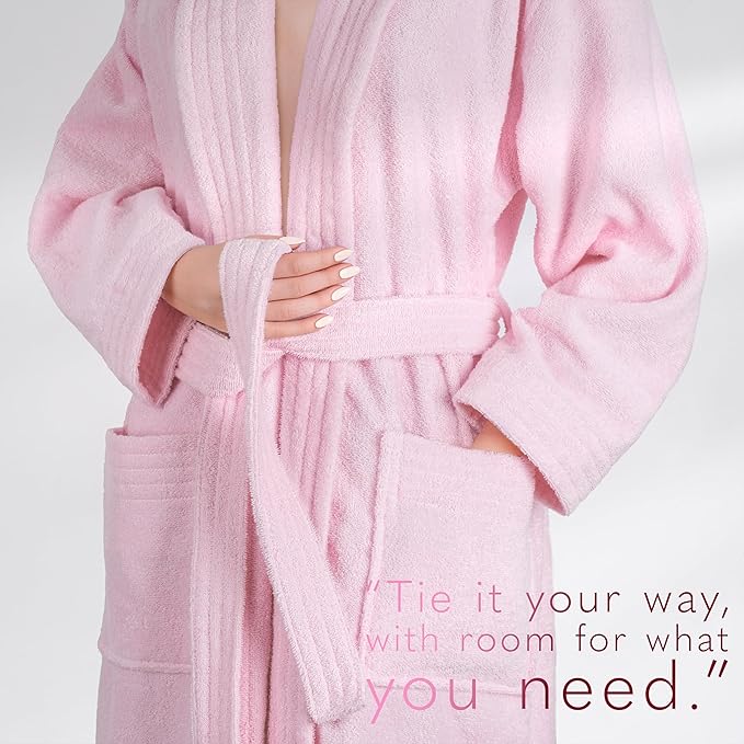 American Soft Linen Women’s 100% Cotton Terry Bathrobe – Soft, Absorbent, Quick Dry Turkish Robes for Women Quality Housecoat