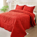 Cmfshape Oversize King Bedspread 128"x120",3 Piece California King Quilt,Lightweight Red Bed Quilt Set for All Season,Modern Geometric Pattern Bedding Set