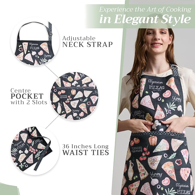 Maison d' Hermine 100% Cotton Apron for women with Pocket Kitchen Chef Apron for Men Cooking Gardening Server Waitress