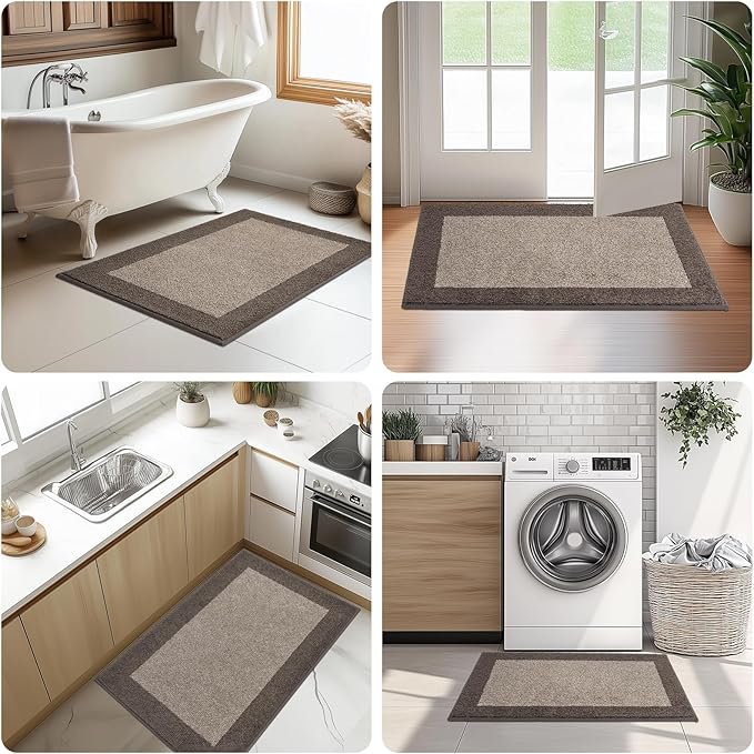 DOMUSTEX Washable Area Rug 48" x 72", Non Slip Kitchen Rug for Floor, Absorbent Entrance Runner Rug for Bedroom, Living Room, (Roll Packing)