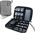 Lcsmaokin Electronics Travel Organizer,Portable Waterproof Electronic Travel Storage Bag for Small Charging Cord Storage,Charger,Small Electronics,SD Card etc,for Travel,Business -Grey Black