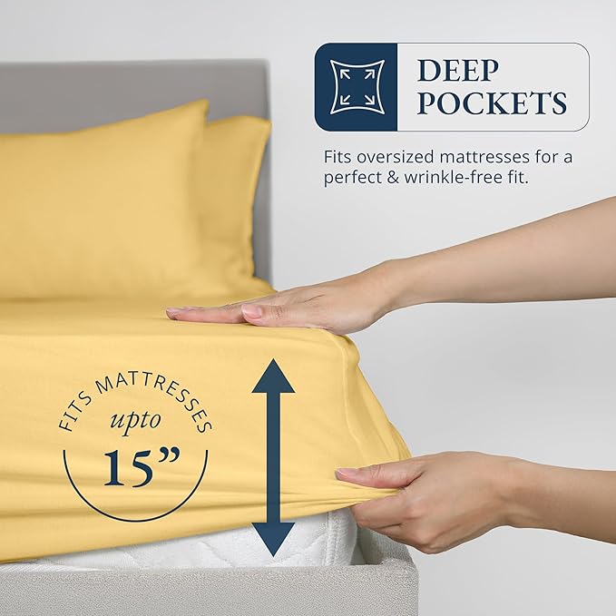 LANE LINEN Twin Fitted Sheets & Pillowcase Set, 100% Organic Cotton, Percale Weave, Soft, Breathable, Fits Mattress Up To 15' Deep - Cocoon (No Flat Sheet)