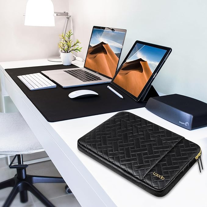 Lacdo 14 Inch Laptop Sleeve Case for HP Lenovo Dell ASUS Acer Chromebook 14 / HP Stream 14 / Dell Inspiron 14 / Lenovo IdeaPad 14 / Acer Spin/ASUS ZenBook Computer Bag Water-Resistant, Elegant Black