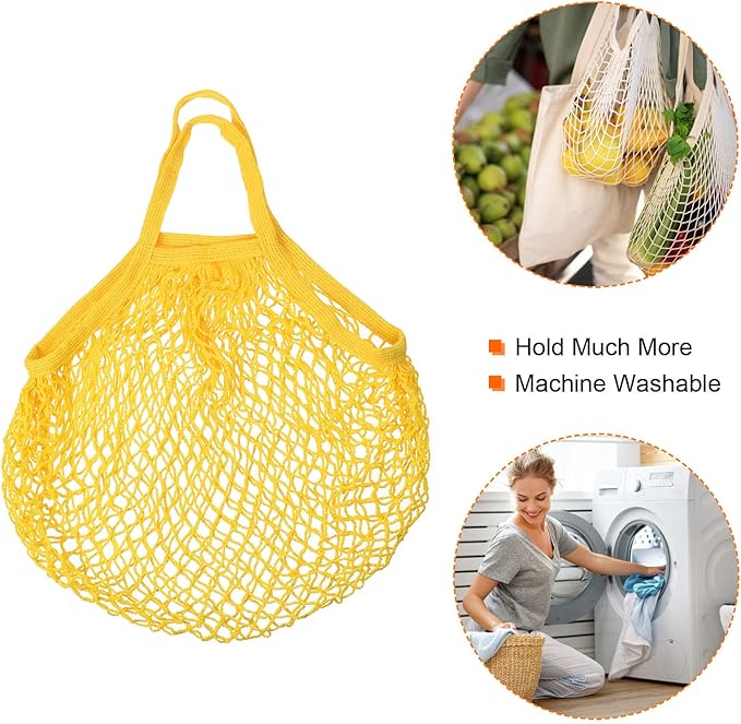 MECCANIXITY Cotton Mesh Bag Reusable Washable Mesh Net String Grocery Bags Organizer for Fruits Vegetables Shopping