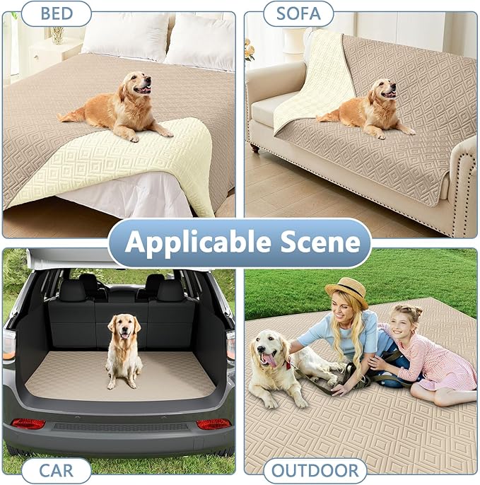 hyha Waterproof Dog Blanket, Soft Dog Bed Cover Pet Blankets, Waterproof Sofa Couch Cover for Dogs Washable, Reversible Pet Couch Covers for Sofa Furniture (82x120 Inch, Taupe/Beige)