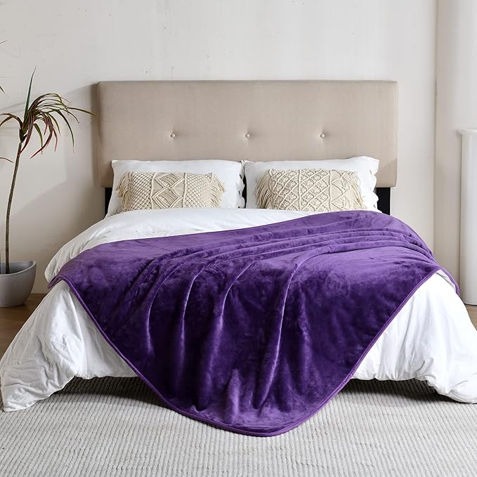 Yaning Waterproof Blanket for Bed Couch Sofa, Soft Liquid Pee Proof Pet Blanket for Dog Puppy Cat, Reversible Sherpa Fleece Furniture Protector (Dark Purple, 60x80 inches)
