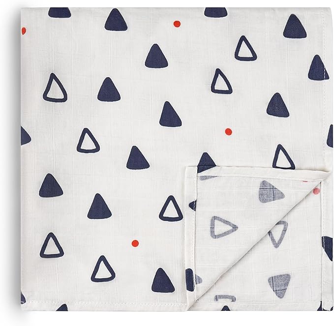 HECCEI Muslin Swaddle Blankets - Baby Muslin Blanket Large Swaddles 47 x 47 inches Breathable & Soft Baby Receiving Blanket Gender Neutral for Newborn Boys Girls, Tiny Sails