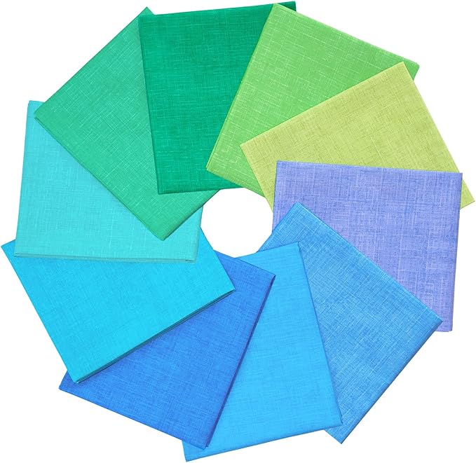 Craftido - 11 Options Solids with Tweed Tonals - Assorted Color Cotton Quilting Fabric Bundles 10pcs Fat Quarters 18"x21" - Medium Weight 5.2oz - for Quilting, Sewing and Crafts - Pastel Colors