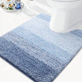 Arotive Microfiber Bathroom Rugs, Shaggy Soft and Absorbent Contour Toilet Rugs, Non-Slip, Thick Plush Machine Washable Dry Bath Mats for Toilet Base, 24x20, Light Blue, U-Shape