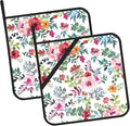 Watercolor Floral Flowers Pot Holders Set of 2 Kitchen Heat Resistant Potholder for Microwave Cooking Baking Oven End Dishes and BBQ