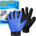 CEMZENFIX Upgrade Pet Gloves Grooming for Dogs, Grooming Gloves for Dogs, Cats, Rabbits & Horses with Long and Short Hair, Efficient Pets Hair Remover Mittens - 1 Pair (Blue)