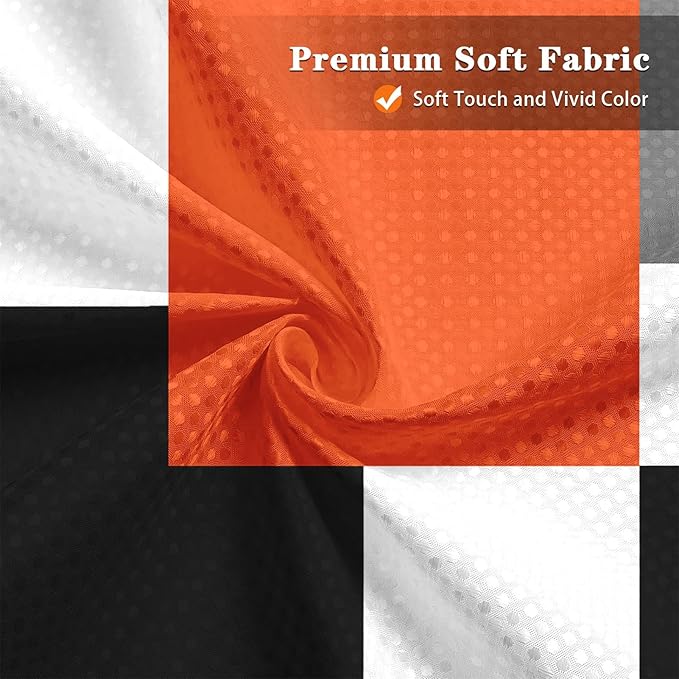 Culudea Geometric Orange White Shower Curtain Set, Black and Gray Modern Bathroom Window Waterproof Shower Curtain Set for Bathroom Decor