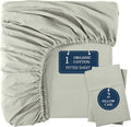 LANE LINEN King Fitted Sheet, 100% Organic Cotton, 3-Piece Set (1 Fitted Sheet,2 Pillowcases), Percale Weave, Ultra Soft, Breathable,Fits Mattress Upto 15" Deep - Mineral (No Flat Sheet)