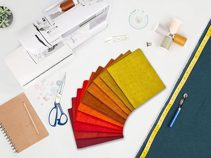Craftido - 11 Options Solids with Tweed Tonals - Assorted Color Cotton Quilting Fabric Bundles 10pcs Fat Quarters 18"x21" - Medium Weight 5.2oz - for Quilting, Sewing and Crafts - Autumn Hues