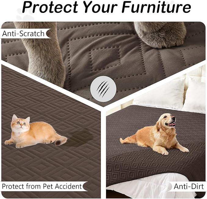 hyha Waterproof Dog Blanket, Soft Dog Bed Cover Pet Blankets, Waterproof Sofa Couch Cover for Dogs Washable, Reversible Pet Couch Covers for Sofa Furniture (40x80 Inch, Chocolate/Chocolate)