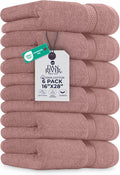 DAN RIVER 6-Pack Premium Hand Towels (16x28 Inches) - 100% Cotton, Ultra Soft, Lightweight, Highly Absorbent Towels for Bathroom, Spa, Gym, Salon, Hotel, and Travel - Dusty Pink