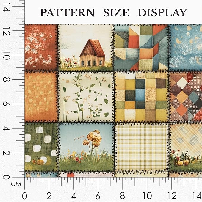 Autumn Meadow Patchwork Cotton Fabric – Premium Turkish Printed Cotton 140 GSM, Pre-Cut 61 x 36.6 Inches, Quilting & Sewing Fabric for Crafts, Home Decor & DIY Projects