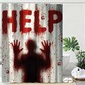 mutakin Halloween Shower Curtain Help Me Shower Curtains for Bathroom Waterproof Fabric Bath Curtain Decor with Hooks
