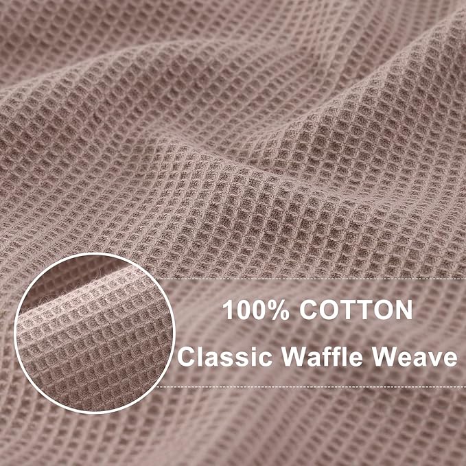 Homaxy 100% Cotton Waffle Weave Kitchen Towels - 12 Pack Soft and Absorbent Dish Towels - 16 x 26 Inches Quick Dry Hand Towels - Brown