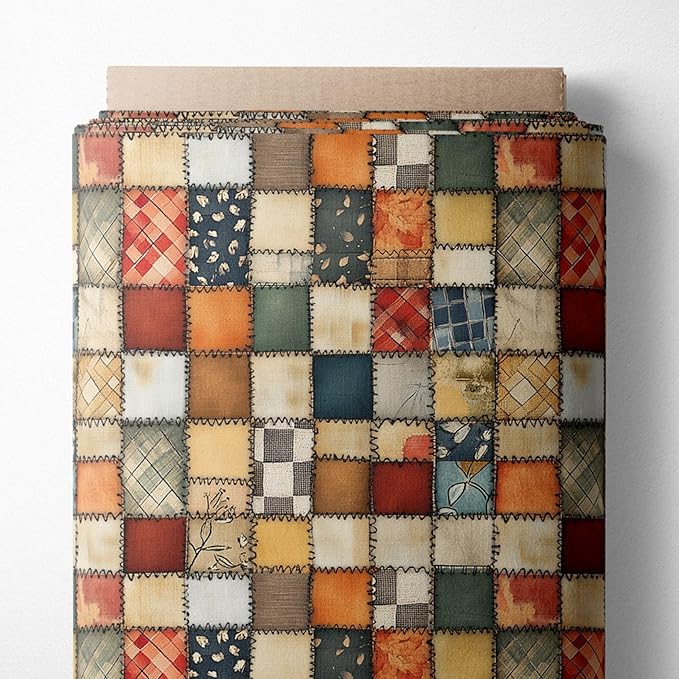 Vintage Patchwork Quilting Fabric Panel – 100% Cotton, 140 GSM, Pre-Cut 61 x 36.6 Inches – Premium Sewing Fabric for Quilts, Pillows, Bags, Baby Items & Crafts – Made in Turkey