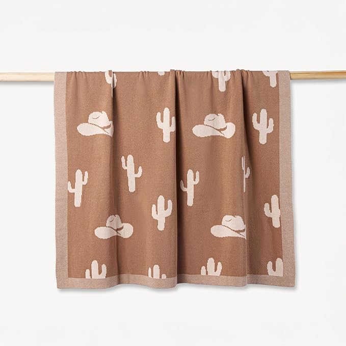 SWaddle AN Cactus Jacquard Baby Blanket, Size 30x40in, 100% Cotton Fabric, Two-Sided Breathable Throw Blanket for Boys and Girls