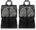 HANOZI Shoe Bags For Travel, Used As For Storage or Shoe Travel Bag, Space Saving When Travelling With This Travel Shoe Bags For Packing, Featuring Waterproof Nylon Sneaker Bag (Black, 2 Pack, Medium)