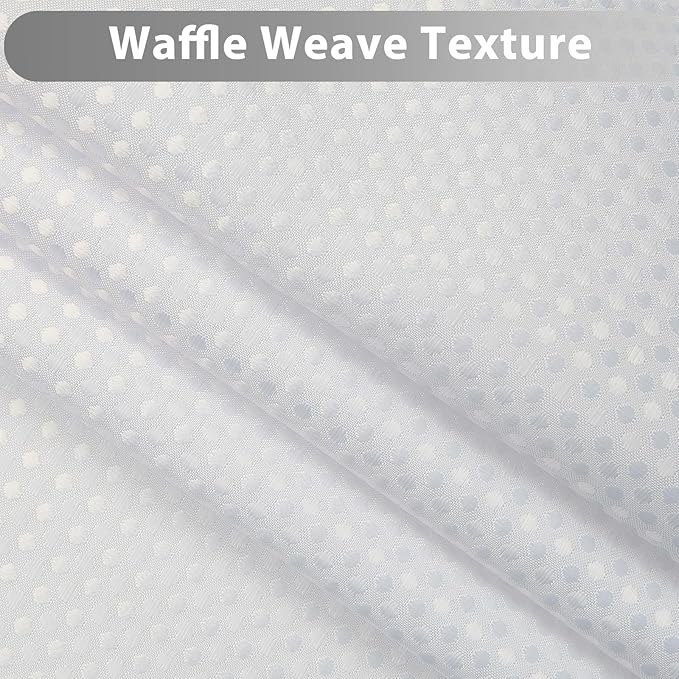 GICDSU No Hook Shower Curtain with Snap in Liner, Waffle Shower Curtain Set for Bathroom, Hotel Style with Semi-Sheer Top Window, Waterproof & Washable, White, 71" W x 86" L