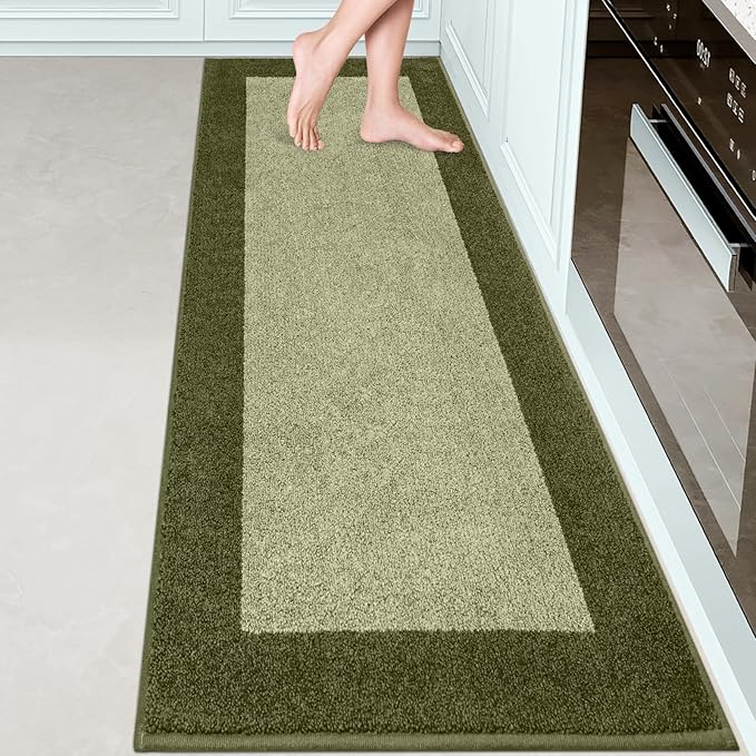 DOMUSTEX Machine Washable Runner Rug 24" x 84", Non Slip Kitchen Mat for Floor, Absorbent Entryway Rug for Kitchen, Bedroom, Hallway, Bathroom, Door (Roll Packing)