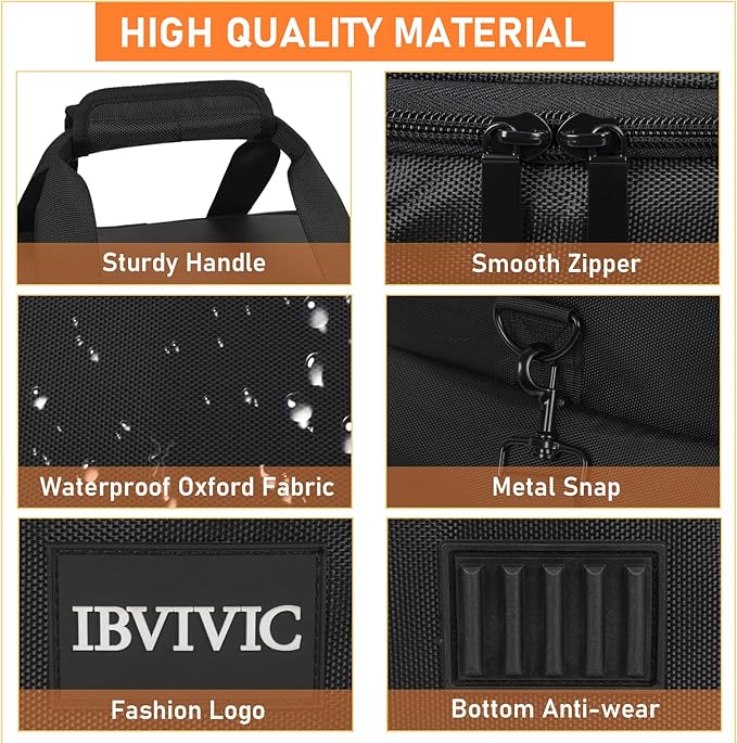 IBVIVIC Cable File Bag With Adjustable Dividers Dj Gig Bag for Cables, Cords,DJ Gear,Sound Instrument and Accessories 16L x 11W x 12H inch, Grey