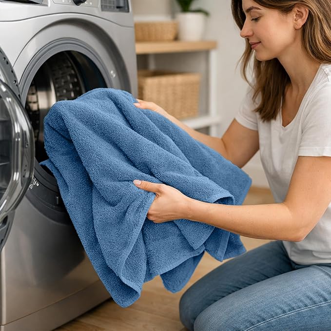 RIVERSIDE Pack of 2 Extra Large Bath Sheets 35 x 70 Inches - 100% Ring Spun Cotton Hotel Quality Oversized Bath Towels - Super Soft, Highly Absorbent & Quicker to Dry - Medium Blue