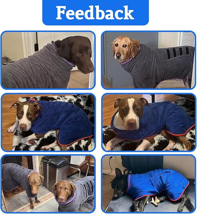 HhiMyOct Dog Drying Coat - Fast Drying Dog Towel Robe - Microfiber Super Absorbent Pet Bathrobe, Adjustable Collar & Belly Strap Pet Coat Pet Bath Robe Towel (X-Large, Green)