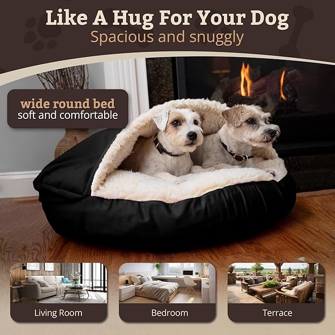 Snoozer Luxury Microsuede Cozy Cave Pet Bed, Small,Black