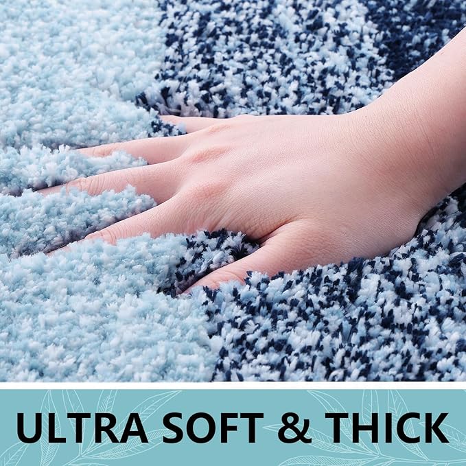 Arotive Microfiber Bathroom Rugs, Shaggy Soft and Absorbent Bath Rug, Non-Slip, Thick Plush Machine Washable Dry Bath Mats for Bathroom, Tub and Shower, 30x17, Dark Blue, Rectangular