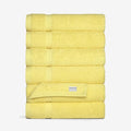 SALBAKOS 100% Turkish Cotton Hand Towel Set of 6 16x30 inch | Heirloom Quality | Hotel & Spa Collection | Soft, Super Absorbent, Long Lasting Hand Towels | Made in Turkey (Yellow, 6 Hand Towels)