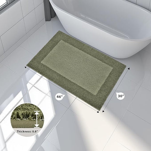 anllugs Bathroom Rugs 30" x 46", Non-Slip Extra Soft Absorbent Bath Rugs, Machine Washable Quick Dry Bath Mats for Bathroom Floor, Shower, Bathtub and Sink, Olive Green & Green