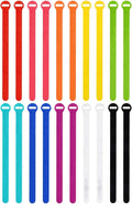 Self-Gripping Cable Ties by Wrap-It Storage, Multi-Color, 12 Inch Straps (20-pack) – Reusable Hook and Loop Cord Organizer Cable Ties for Cord Management and Desk or Office Organization