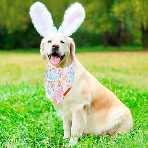 ADOGGYGO Easter Dog Bandana, Carrot Rabbit Pet Scarf, Premium Durable Fabric, Easter Bandanas for Extra Large Dogs Pets (X-Large)