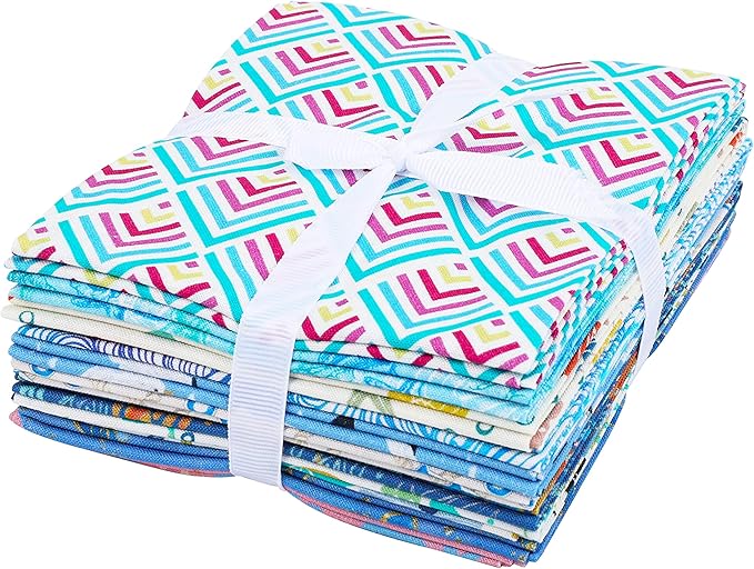 Craftido -25 Options- 100% Cotton Quilting Fabric Bundles 10pcs Fat Quarters 18”x21”-Medium Weight 5.2 oz- Soft Cotton for Quilting, Sewing Project, Patchwork, DIY Crafts – Blue Sea