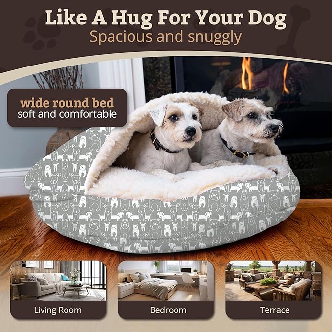 Snoozer Luxury Cozy Cave Pet Bed, Wag Collection, Large - Pedigree Storm
